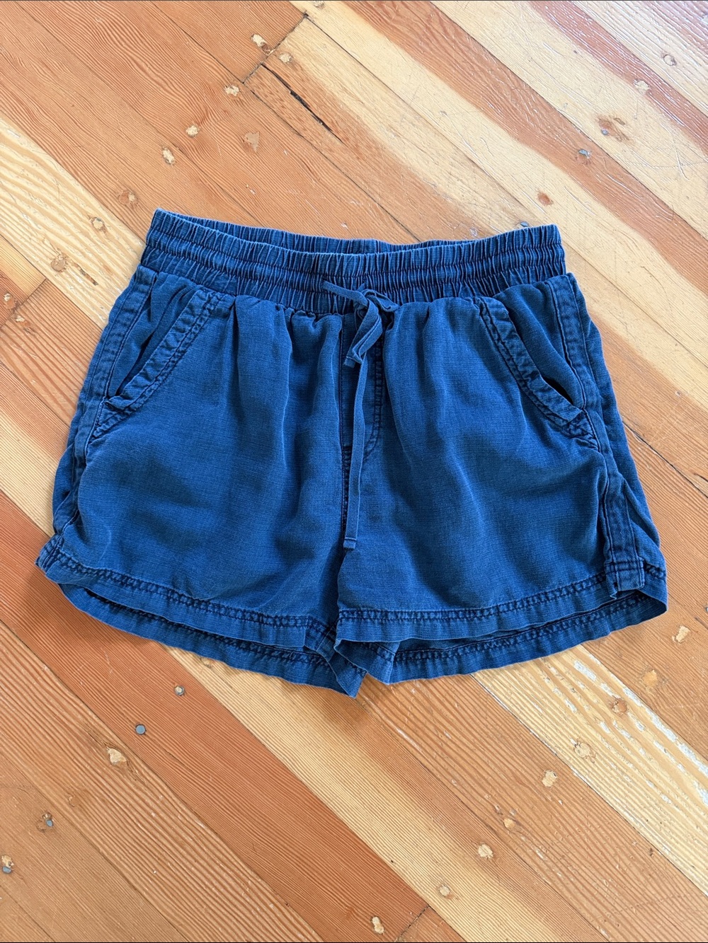 Splendid Pull On Linen‎ Blend Blue Shorts Medium